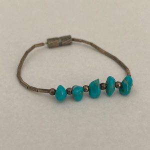 1990’s vintage children’s bracelet - silver toned and turquoise stones